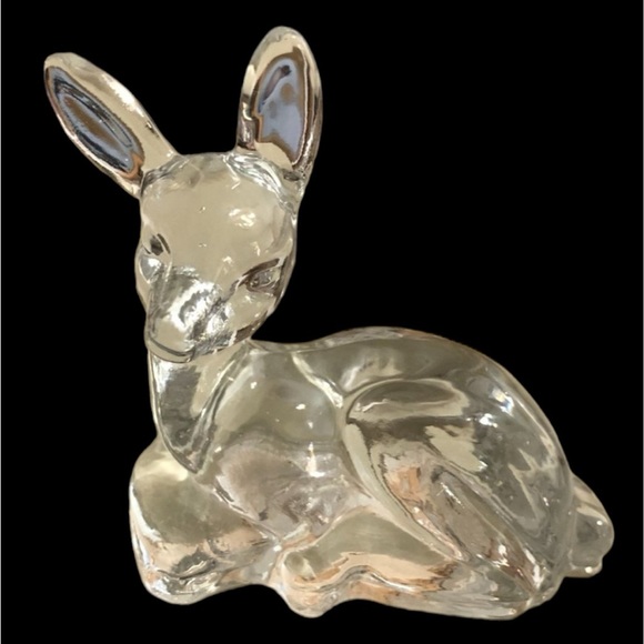 Fenton Other - 🦌Fenton Clear Glass Sitting Deer Figurine Paperweight 3.75" Doe Fawn Home Decor